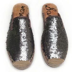Sam Edelman pewter sequin mule